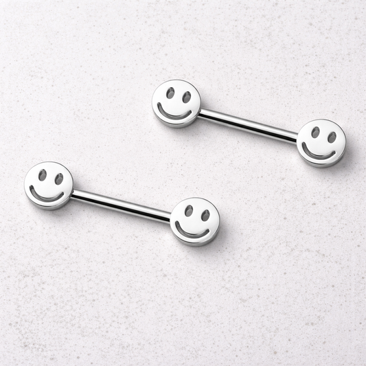 Stainless Steel Smiley Face Nipple Bar Nipple Ring Skin Metals