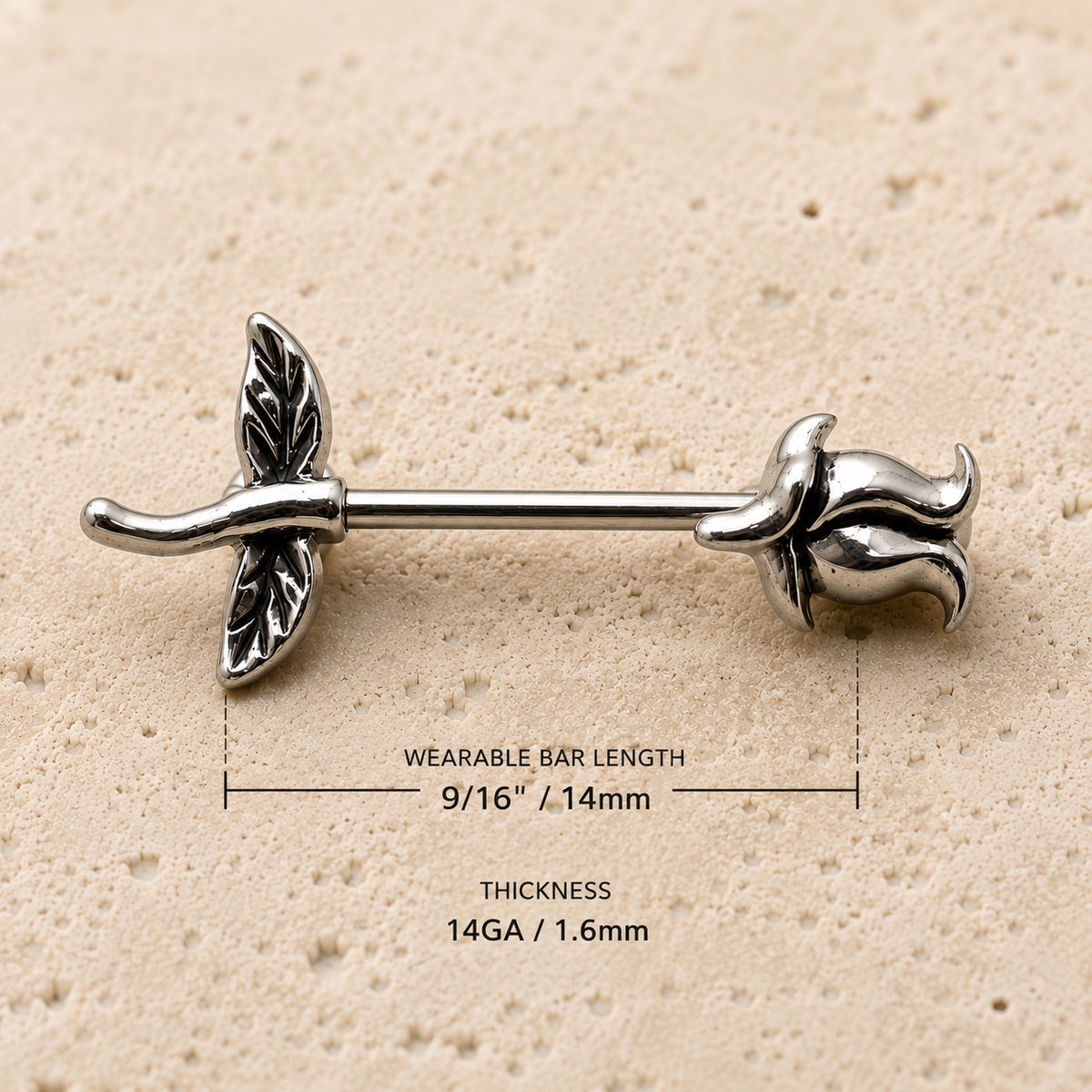 316L Surgical Steel Tulip Nipple Bar - Skin Metals
