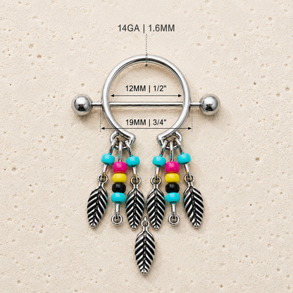 Dream catcher nipple shield size chart, 14GA 1.6mm thickness 19mm bar 12mm wearable size