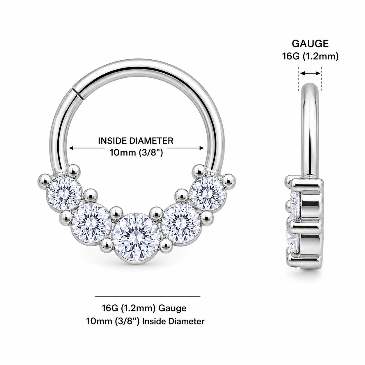 Stainless Steel Grand Cubic Seamless Ring -10mm 16GA Skin Metals