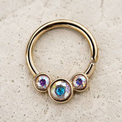 Gold Plated Triple Aurora Borealis CZ Seamless Ring - Skin Metals