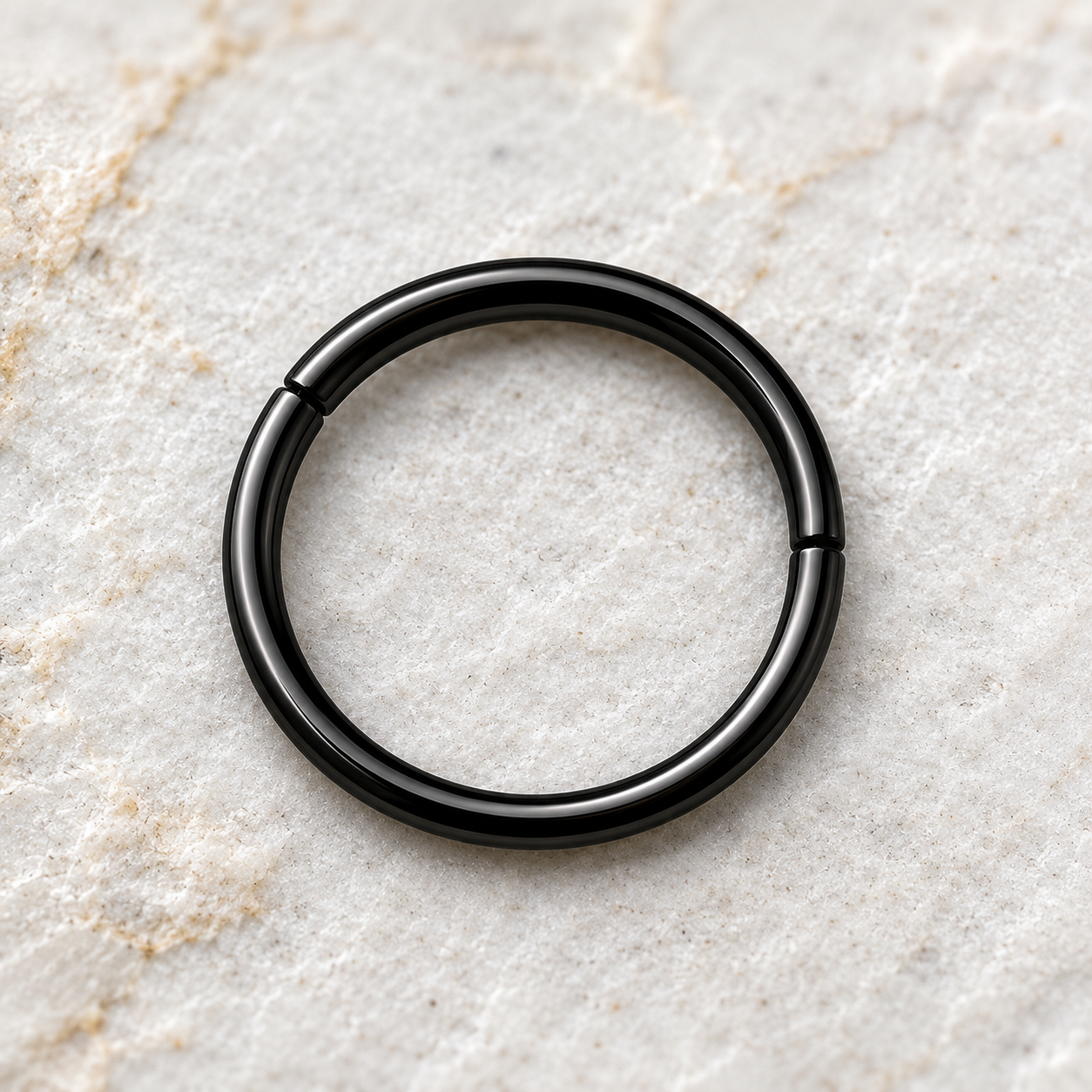 Black PVD titanium seamless clicker ring 16G, implant grade Ti6AL4V ELI matte black body jewelry