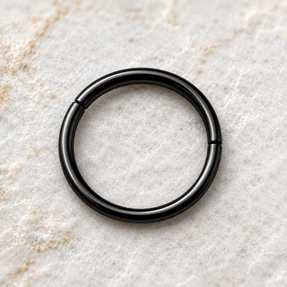 Black PVD titanium seamless clicker ring 16G, implant grade Ti6AL4V ELI matte black body jewelry