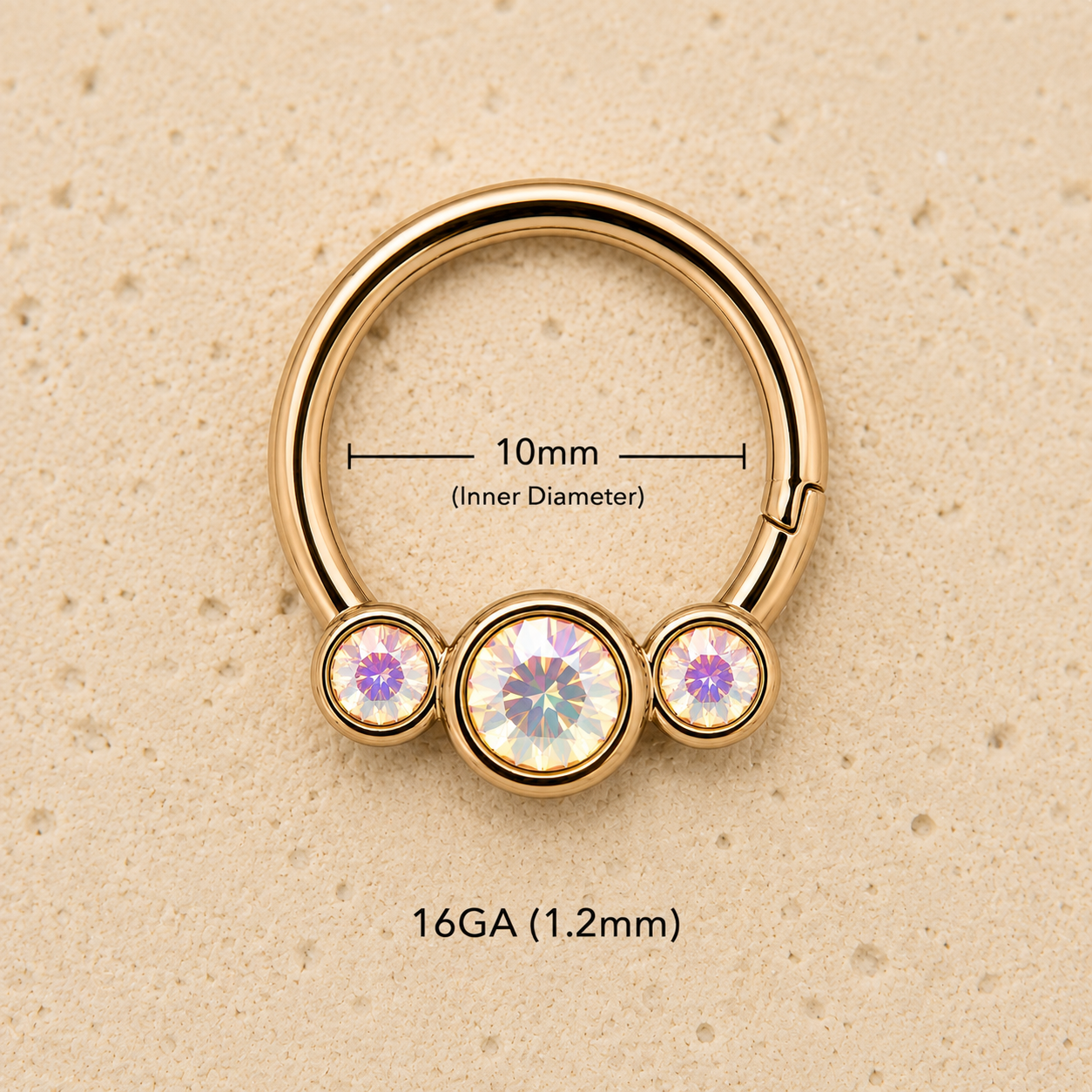 Gold Plated Triple Aurora Borealis CZ Seamless Ring - Skin Metals