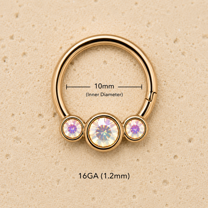 Gold Plated Triple Aurora Borealis CZ Seamless Ring - Skin Metals