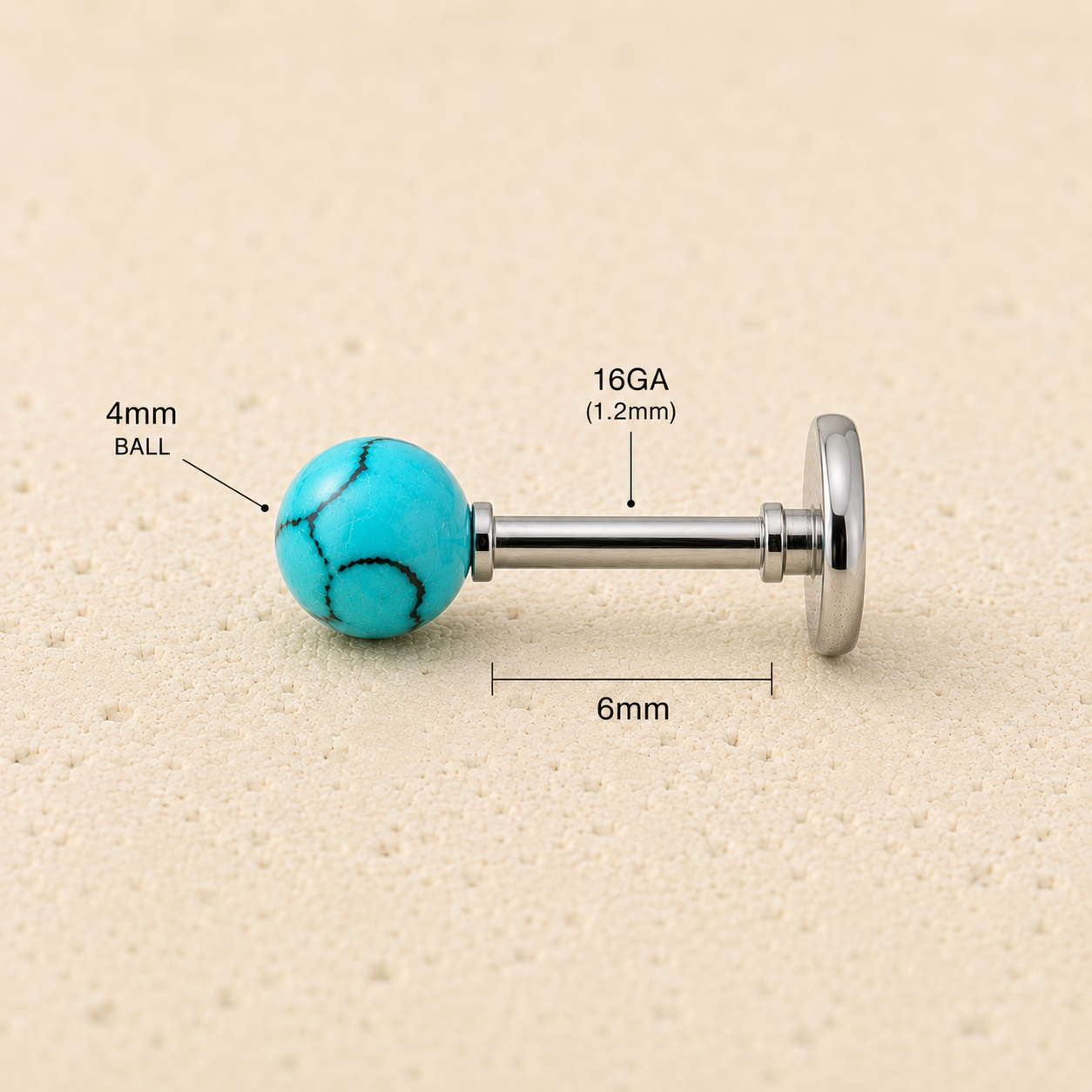 316L Stainless Steel Cartilage Earring with Synthetic Stone - Skin Metals