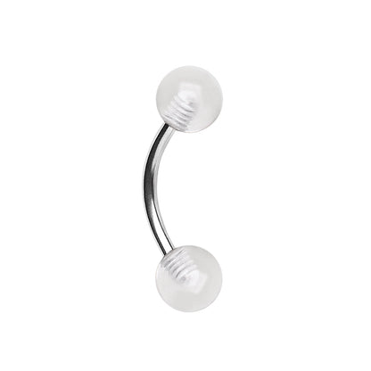 316L Surgical Steel Eyebrow Ring with UV Acrylic Balls - Skin Metals