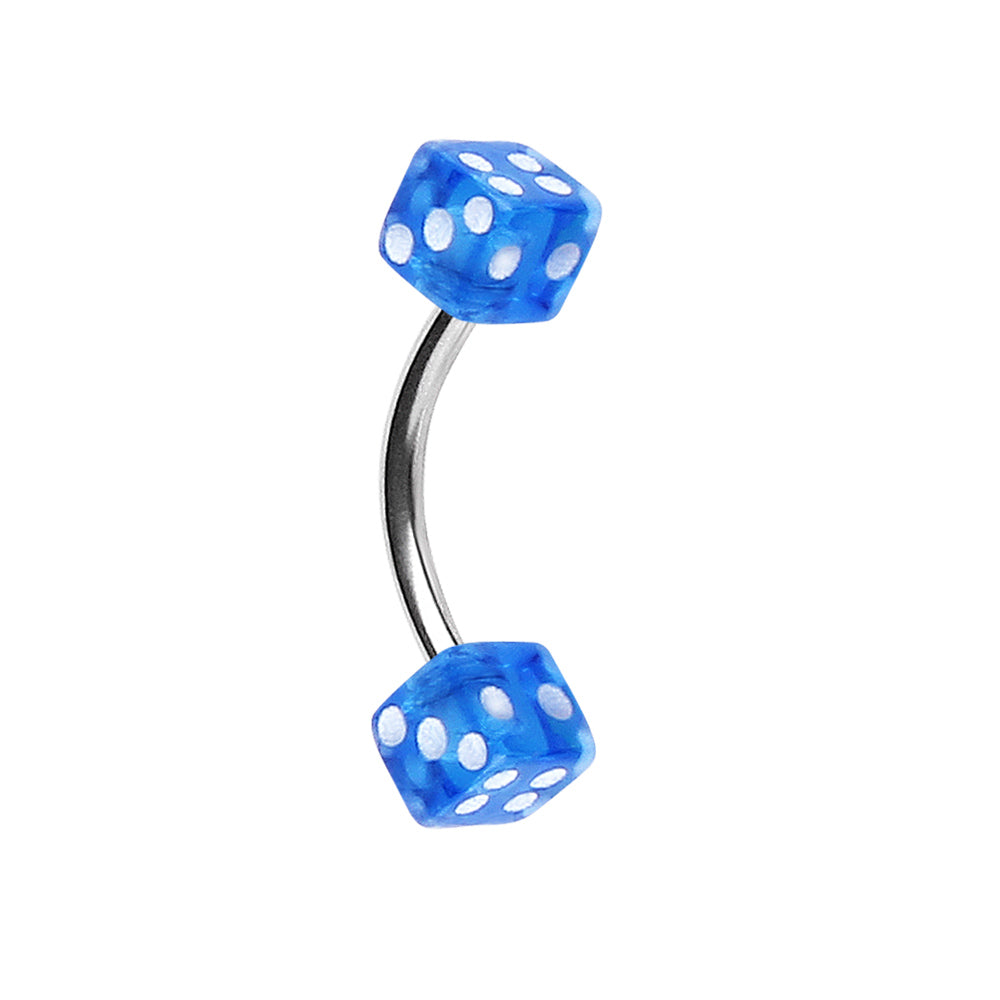 316L Surgical Steel Eyebrow Ring with UV Acrylic Dice Balls - Skin Metals
