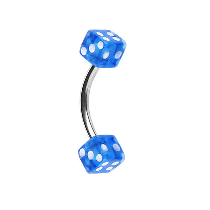 316L Surgical Steel Eyebrow Ring with UV Acrylic Dice Balls - Skin Metals