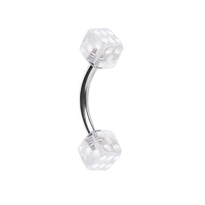 316L Surgical Steel Eyebrow Ring with UV Acrylic Dice Balls - Skin Metals