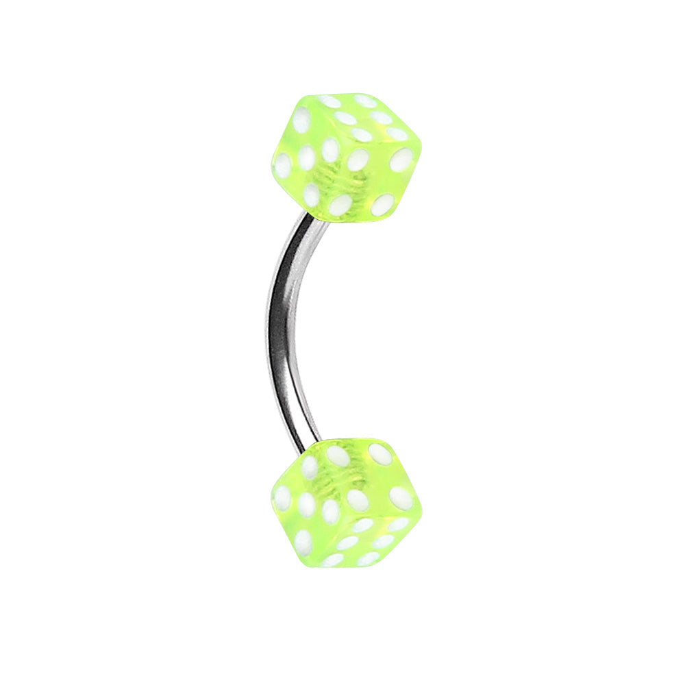 316L Surgical Steel Eyebrow Ring with UV Acrylic Dice Balls - Skin Metals