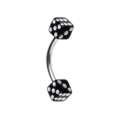 316L Surgical Steel Eyebrow Ring with UV Acrylic Dice Balls - Skin Metals