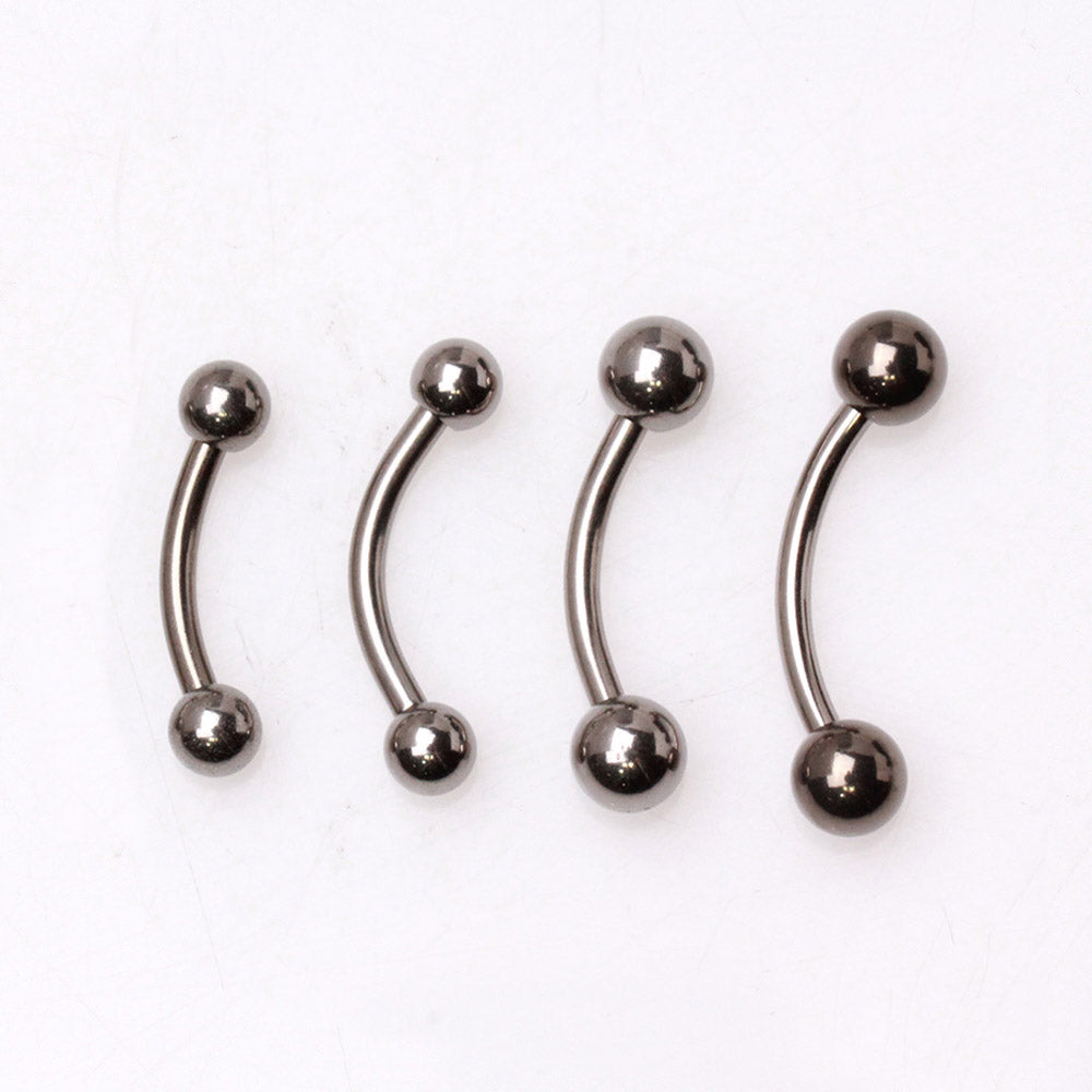 Implant Grade Titanium Curved Barbell Eyebrow Ring with Balls - Skin Metals