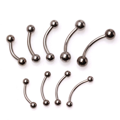 Implant Grade Titanium Curved Barbell Eyebrow Ring with Balls - Skin Metals