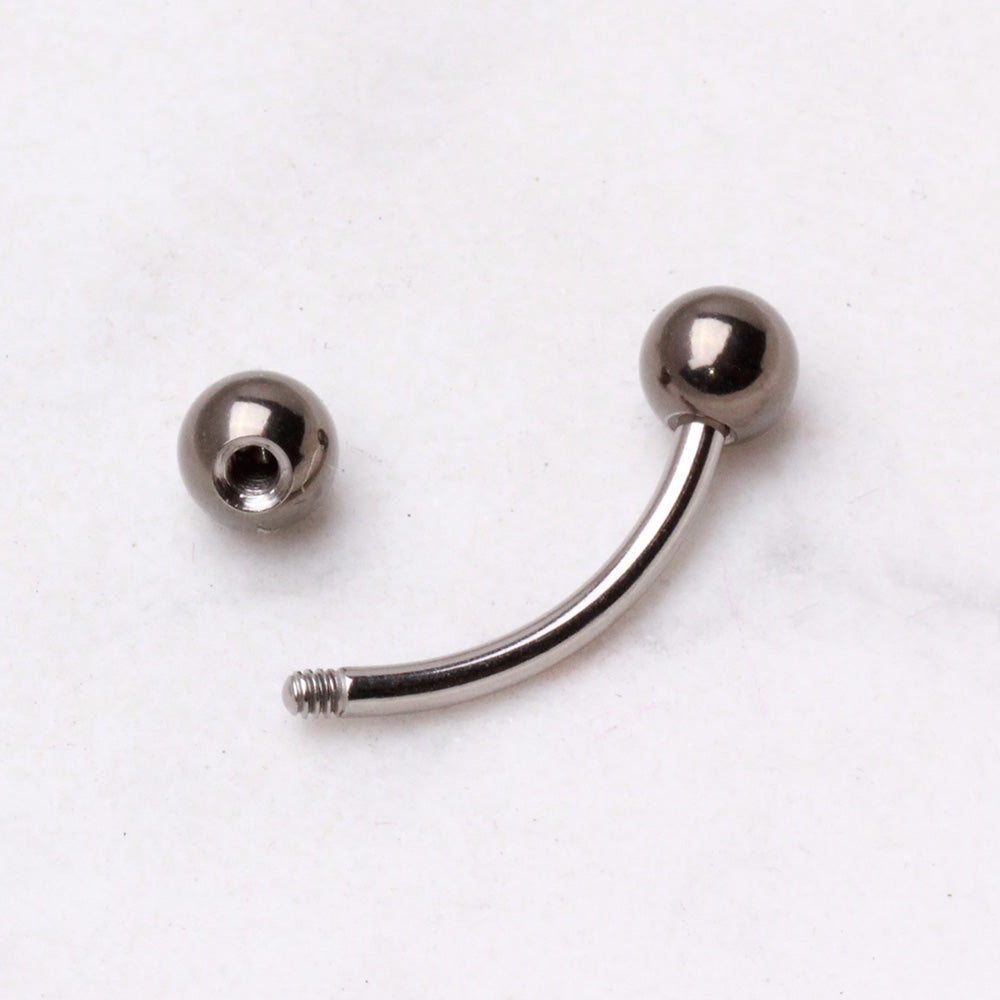 Implant Grade Titanium Curved Barbell Eyebrow Ring with Balls - Skin Metals