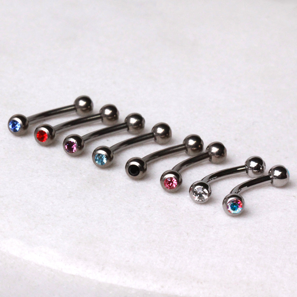 Implant Grade Titanium Eyebrow Ring with CZ Gem Balls