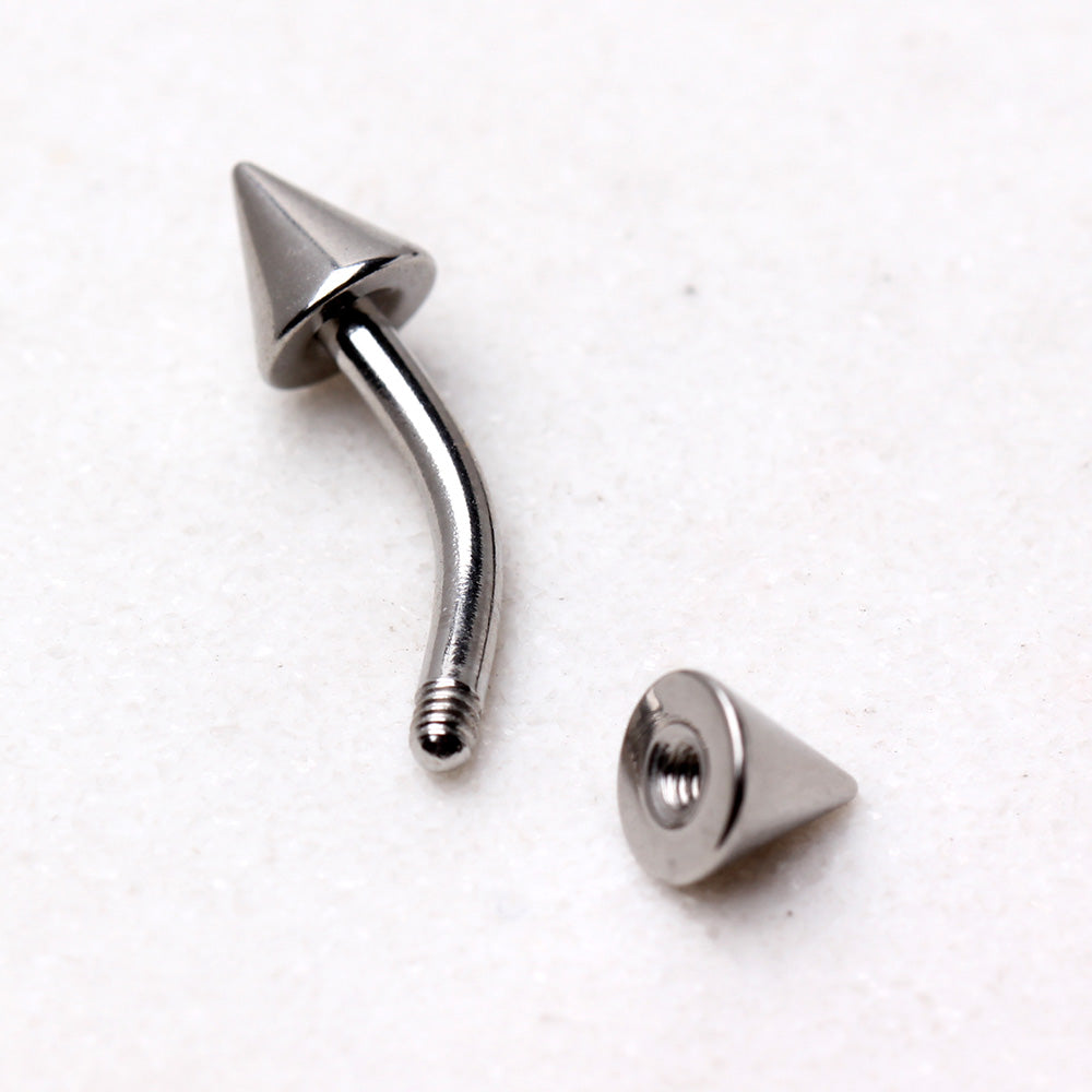 316L Surgical Steel Curved Barbell Eyebrow Ring with Double Spikes