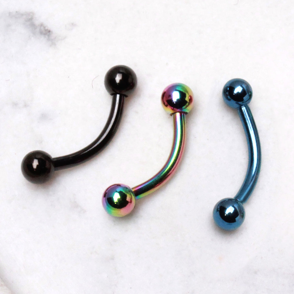 PVD Plated 316L Surgical Steel Curved Barbell Eyebrow Ring