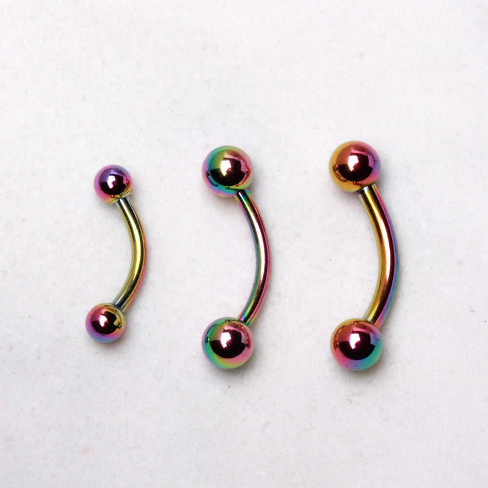 PVD Plated 316L Surgical Steel Curved Barbell Eyebrow Ring