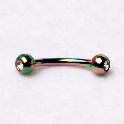 PVD Plated 316L Surgical Steel Eyebrow Ring with CZ Gemmed Balls