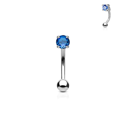 3mm CZ Prong Set 316L Surgical Steel Eyebrow Rings/ Curved Barbells Eyebrow Ring Skin Metals