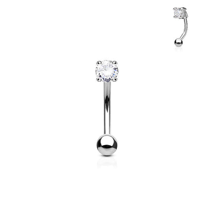 3mm CZ Prong Set 316L Surgical Steel Eyebrow Rings/ Curved Barbells Eyebrow Ring Skin Metals
