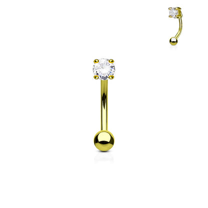 3mm CZ Prong Set 316L Surgical Steel Eyebrow Rings/ Curved Barbells Eyebrow Ring Skin Metals