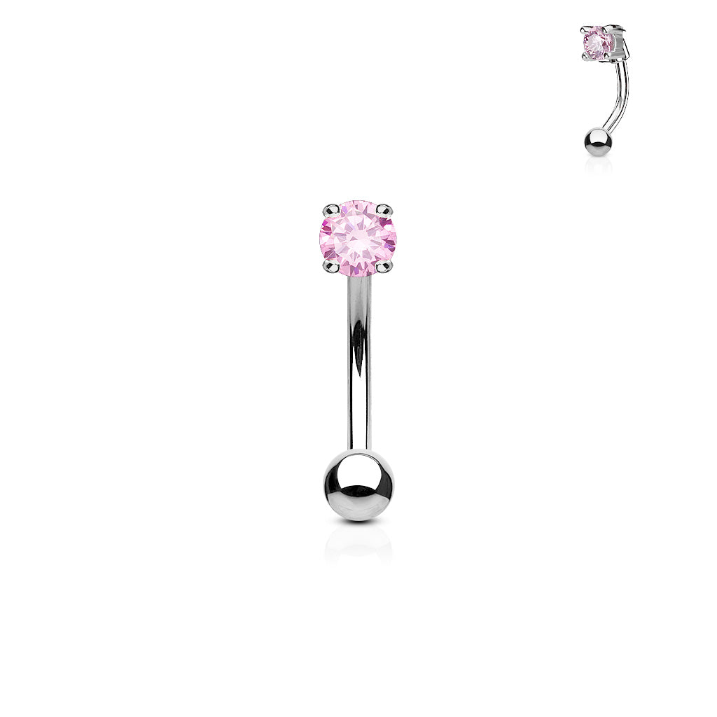 3mm CZ Prong Set 316L Surgical Steel Eyebrow Rings/ Curved Barbells Eyebrow Ring Skin Metals