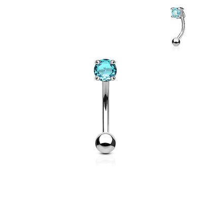 3mm CZ Prong Set 316L Surgical Steel Eyebrow Rings/ Curved Barbells Eyebrow Ring Skin Metals