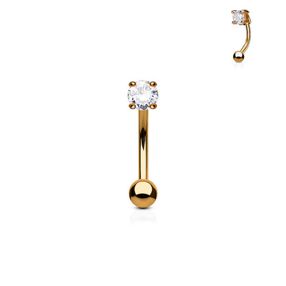3mm CZ Prong Set 316L Surgical Steel Eyebrow Rings/ Curved Barbells Eyebrow Ring Skin Metals