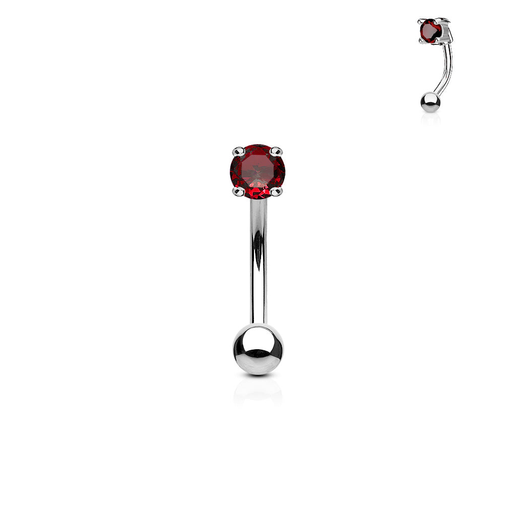 3mm CZ Prong Set 316L Surgical Steel Eyebrow Rings/ Curved Barbells Eyebrow Ring Skin Metals
