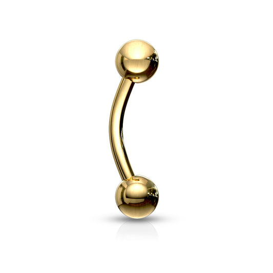Gold PVD Over 316L Surgical Steel Curved Barbells Curved Barbell Skin Metals