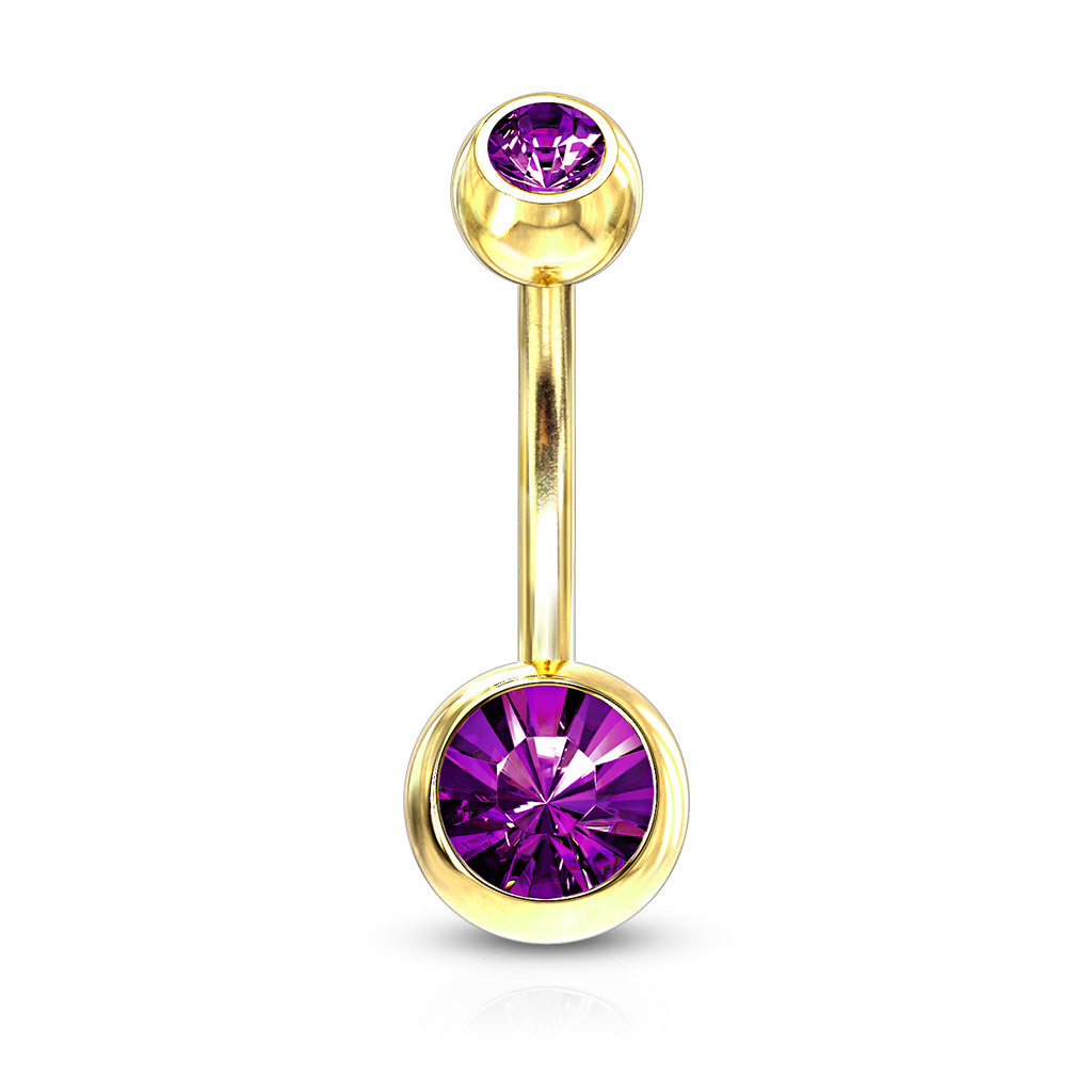 Double Press Fit Jeweled Gold IP over 316L surgical Steel Belly Button Rings Belly Button Ring Skin Metals