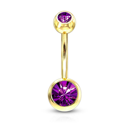 Double Press Fit Jeweled Gold IP over 316L surgical Steel Belly Button Rings Belly Button Ring Skin Metals