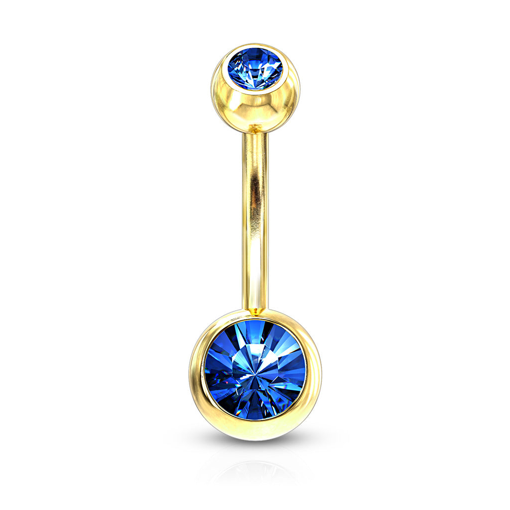 Double Press Fit Jeweled Gold IP over 316L surgical Steel Belly Button Rings Belly Button Ring Skin Metals