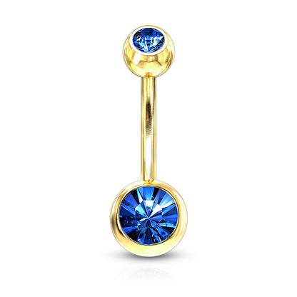 Double Press Fit Jeweled Gold IP over 316L surgical Steel Belly Button Rings Belly Button Ring Skin Metals