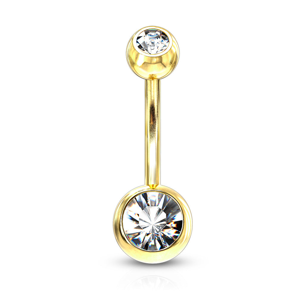 Double Press Fit Jeweled Gold IP over 316L surgical Steel Belly Button Rings Belly Button Ring Skin Metals