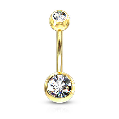 Double Press Fit Jeweled Gold IP over 316L surgical Steel Belly Button Rings Belly Button Ring Skin Metals
