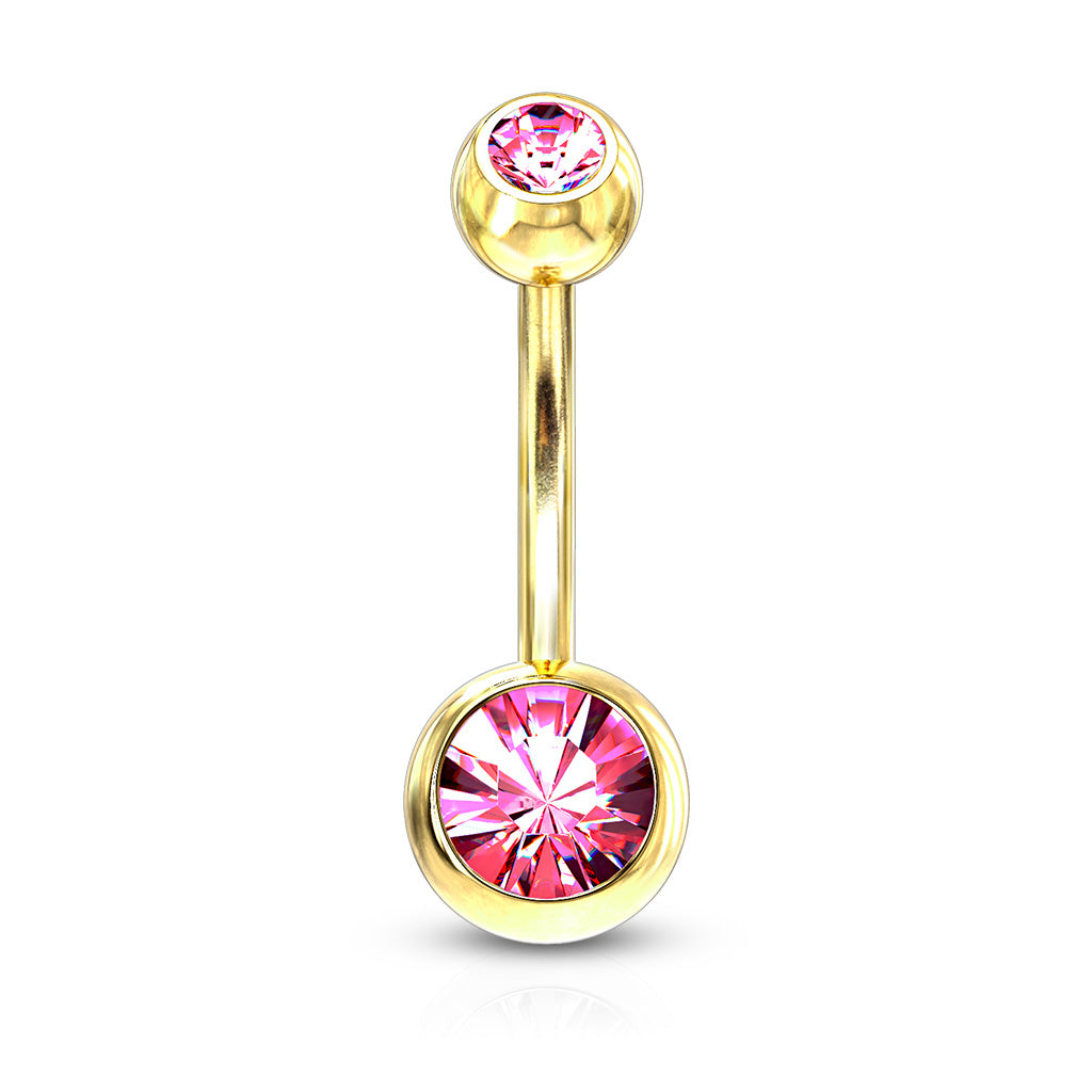Double Press Fit Jeweled Gold IP over 316L surgical Steel Belly Button Rings Belly Button Ring Skin Metals