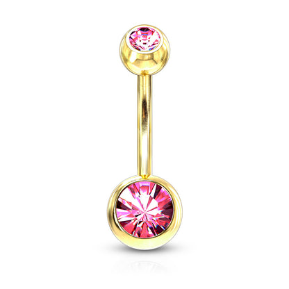Double Press Fit Jeweled Gold IP over 316L surgical Steel Belly Button Rings Belly Button Ring Skin Metals
