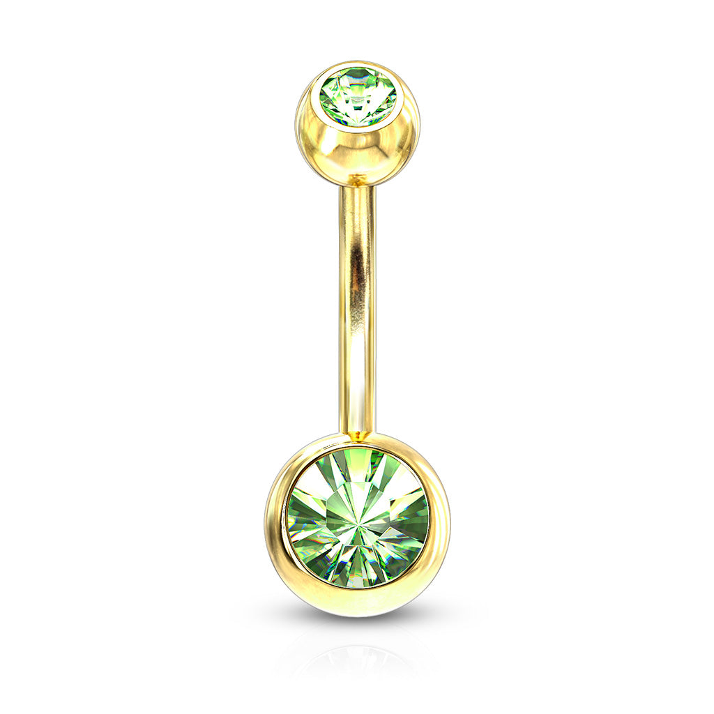 Double Press Fit Jeweled Gold IP over 316L surgical Steel Belly Button Rings Belly Button Ring Skin Metals