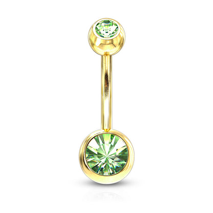 Double Press Fit Jeweled Gold IP over 316L surgical Steel Belly Button Rings Belly Button Ring Skin Metals