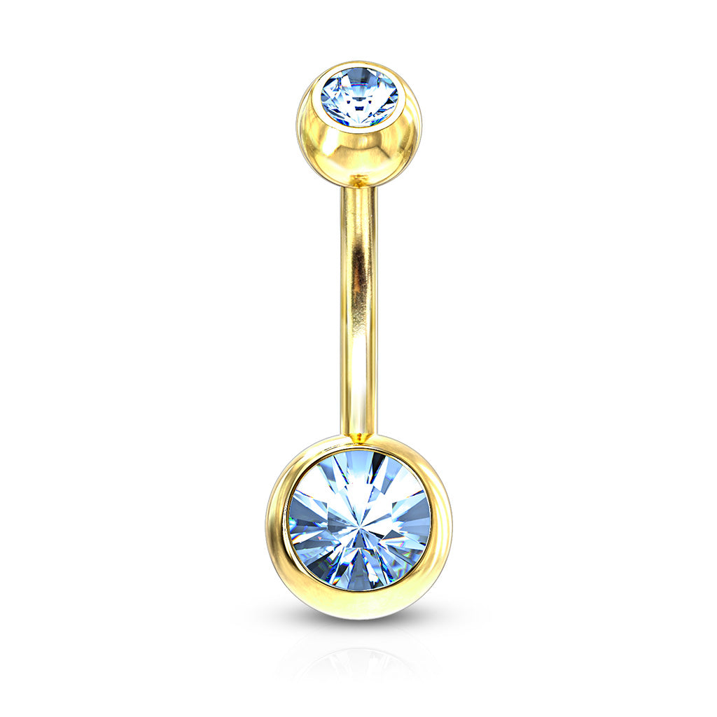 Double Press Fit Jeweled Gold IP over 316L surgical Steel Belly Button Rings Belly Button Ring Skin Metals