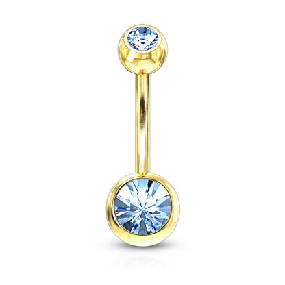 Double Press Fit Jeweled Gold IP over 316L surgical Steel Belly Button Rings Belly Button Ring Skin Metals