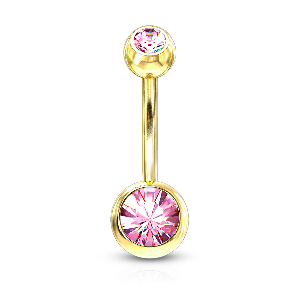 Double Press Fit Jeweled Gold IP over 316L surgical Steel Belly Button Rings Belly Button Ring Skin Metals