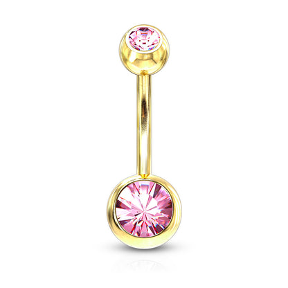 Double Press Fit Jeweled Gold IP over 316L surgical Steel Belly Button Rings Belly Button Ring Skin Metals