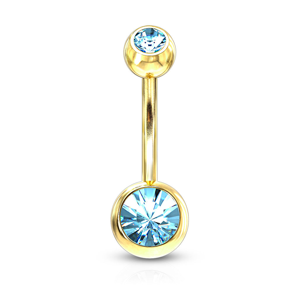 Double Press Fit Jeweled Gold IP over 316L surgical Steel Belly Button Rings Belly Button Ring Skin Metals