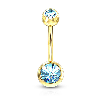 Double Press Fit Jeweled Gold IP over 316L surgical Steel Belly Button Rings Belly Button Ring Skin Metals