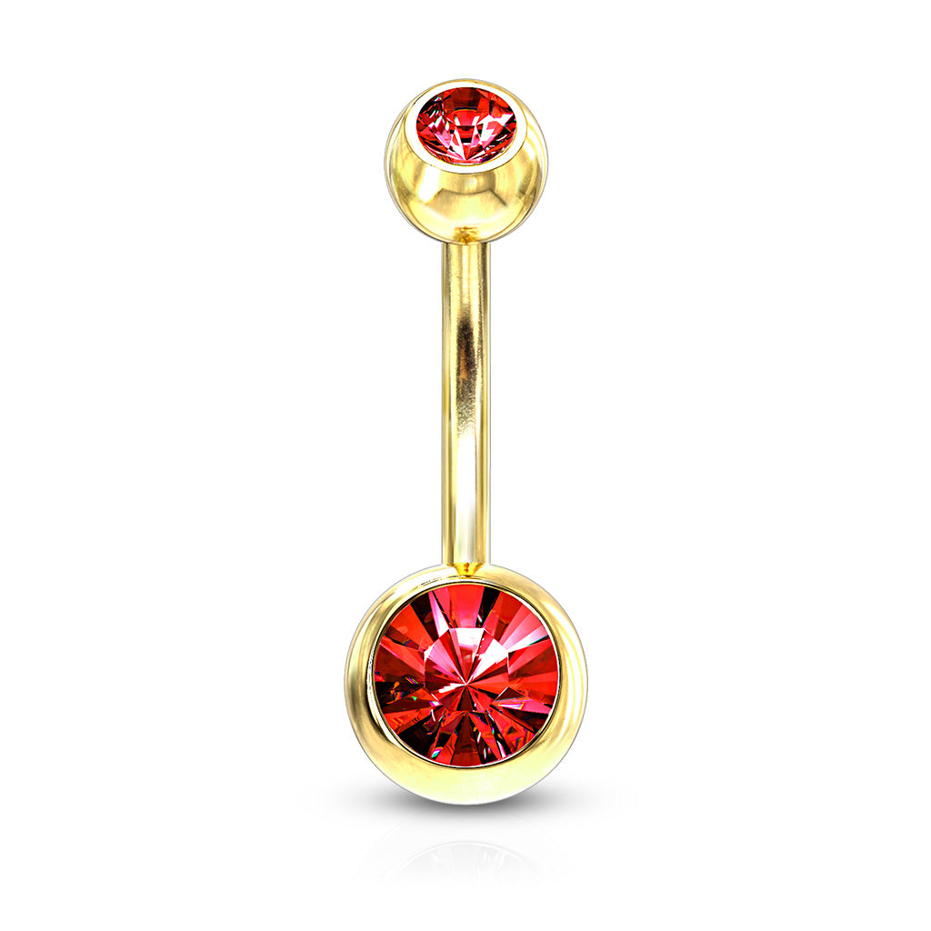 Double Press Fit Jeweled Gold IP over 316L surgical Steel Belly Button Rings Belly Button Ring Skin Metals