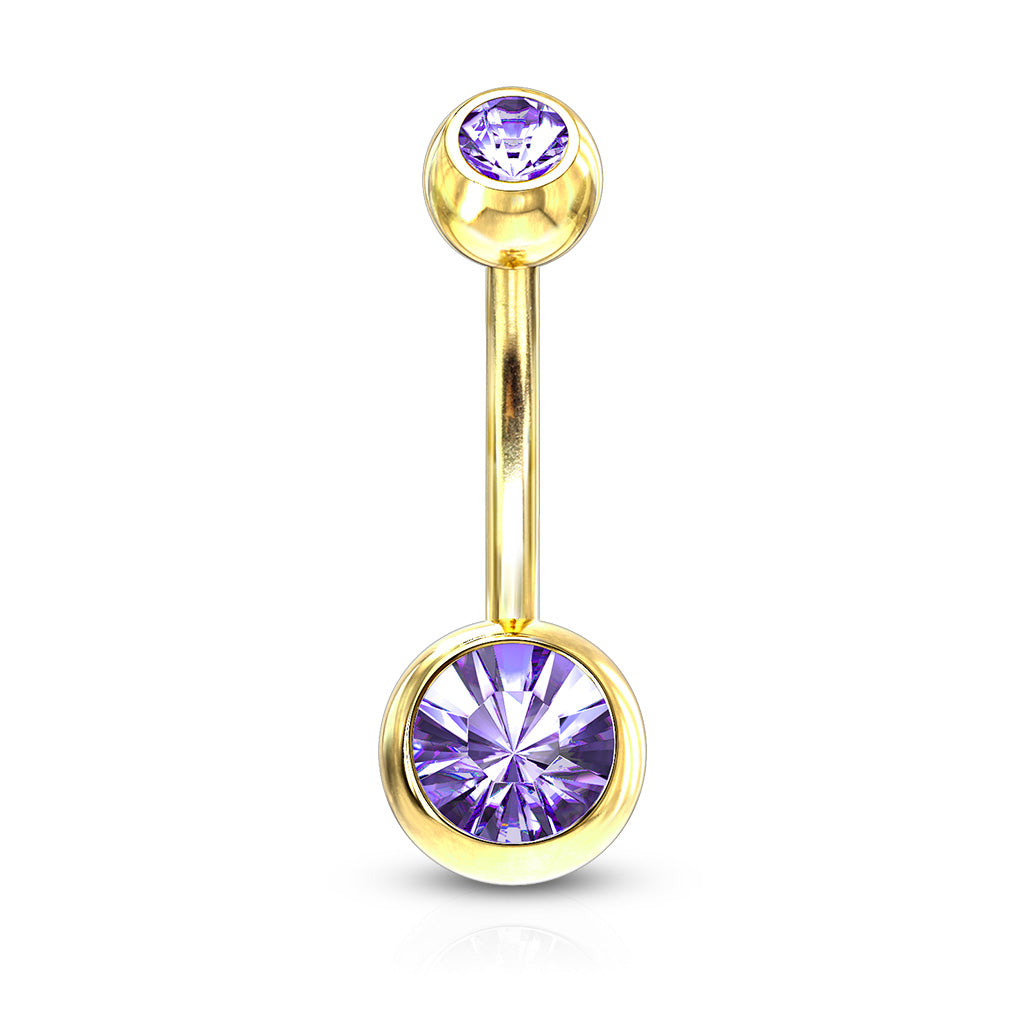 Double Press Fit Jeweled Gold IP over 316L surgical Steel Belly Button Rings Belly Button Ring Skin Metals